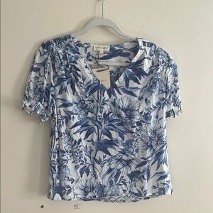 Cynthia Rowley Floral Top Blue White NWT‎ Cottagecore Feminine Romantic Picnic